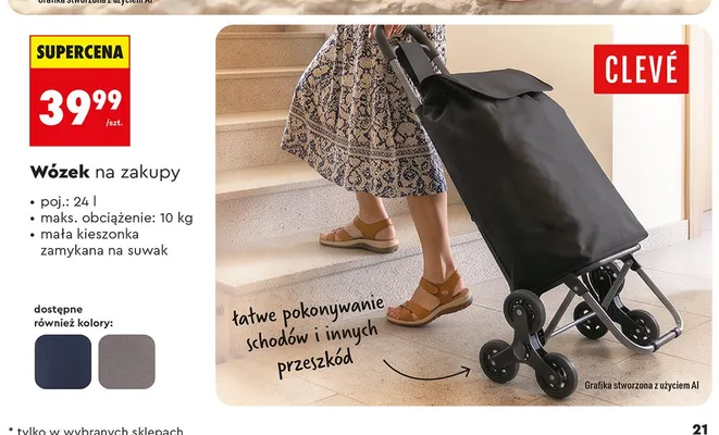 Wózek na zakupy Clevé 24 l promocja w Biedronka