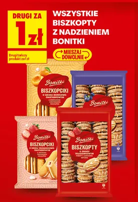 Biszkopciki o smaku truskawkowo-śmietankowym Bonitki promocja w Biedronka