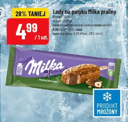 Lody na patyku Milka praliny wybrane rodzaje promocja w POLOmarket