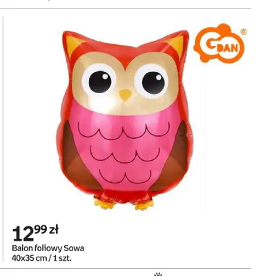 Balon foliowy Sowa 40x35 cm Gdan promocja w Empik