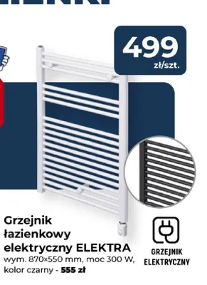 Grzejnik łazienkowy elektryczny Elektra czarny promocja w PSB Mrówka