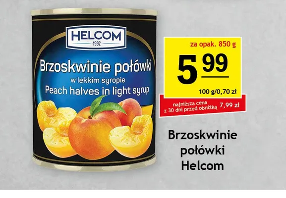 Brzoskwinie połówki w lekkim syropie Helcom promocja w Gram Market