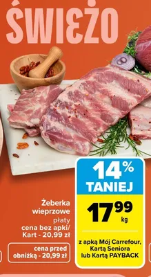 Żeberka wieprzowe paski Morliny promocja w Carrefour Market
