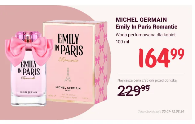 Woda perfumowana dla kobiet Michel Germain Emily In Paris Romantic promocja w Rossmann