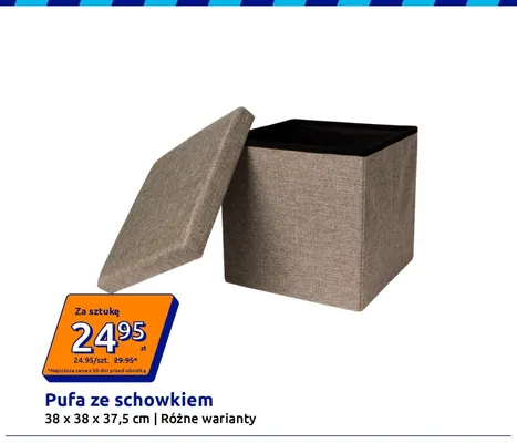 Pufa ze schowkiem 38x38x37,5 cm promocja w Action