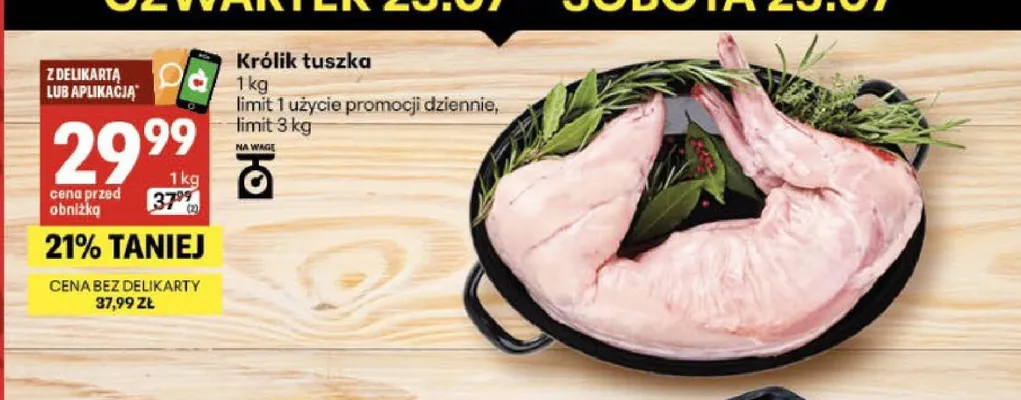 Królik tuszka Z Naszej Lady promocja w Delikatesy Centrum