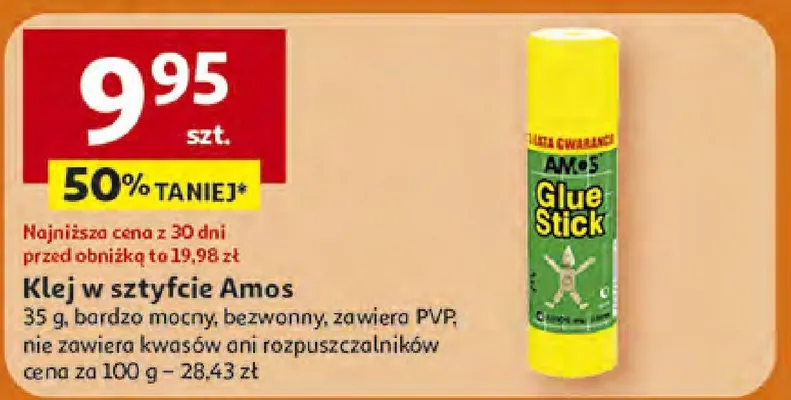 Klej w sztyfcie Amos 35 g promocja w Auchan