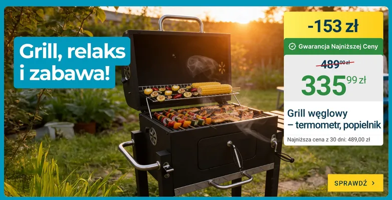 Grill węglowy - termometr, popielnik promocja w ERLI