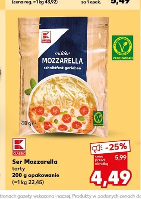 Ser Mozzarella tarty K-Classic promocja w Kaufland