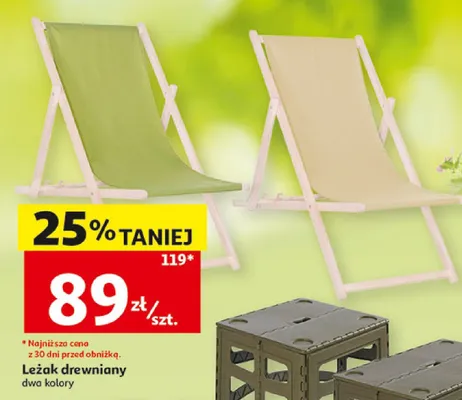 Leżak drewniany promocja w Auchan