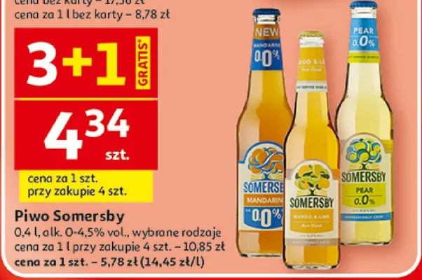 Piwo Somersby, wybrane rodzaje promocja w Auchan