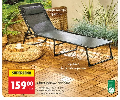 Łóżko polowe składane Gardenic 189x15x33cm promocja w Biedronka