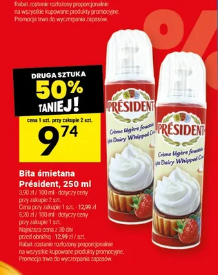 Bita śmietana Président promocja w Twój Market