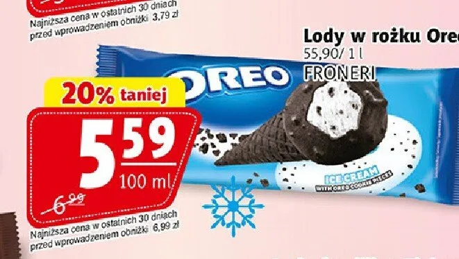 Lody w rożku Oreo Froneri promocja w Prim Market