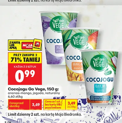 Cocojogu Go Vege ananas-mango promocja w Biedronka