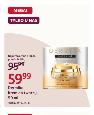 Krem do twarzy Dermika Imperial promocja w Rossmann