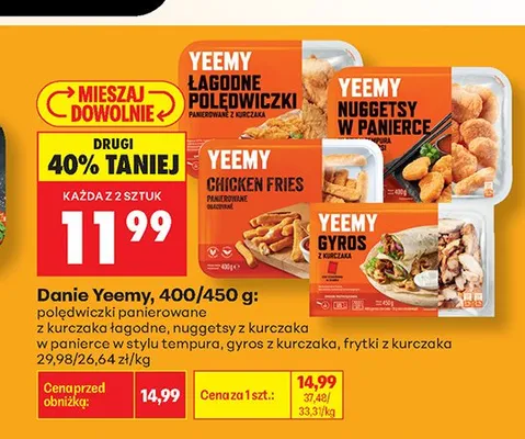 Danie polędwiczki panierowane z kurczaka Yeemy promocja w Biedronka