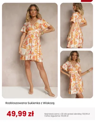 Sukienka rozkloszowana z wiskozą Renee promocja w Renee