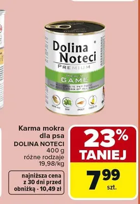Karma mokra dla psa Dolina Noteci Premium Rich in Game promocja w Carrefour