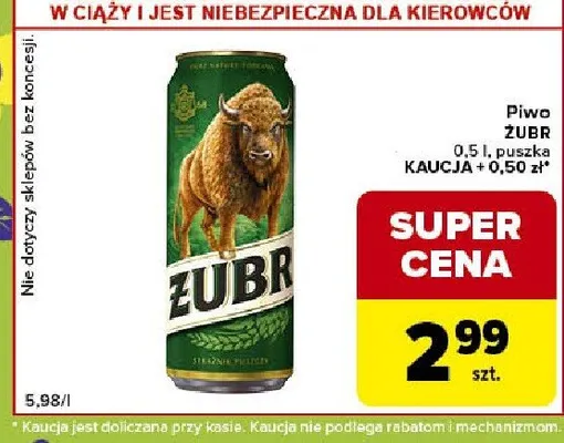 Piwo Żubr kaucja promocja w Globi