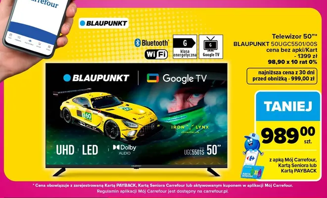 Telewizor 50" Blaupunkt 50UGC5501/00S promocja w Carrefour Market