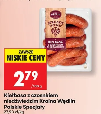 Kiełbasa z czosnkiem niedźwiedzim Kraina Wędlin Polskie Specjały promocja w Biedronka