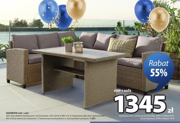 Zestaw stół + sofa AGERMOSE promocja w Jysk