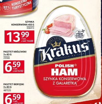 Szynka konserwowa z galaretką Krakus Polish Ham promocja w Selgros
