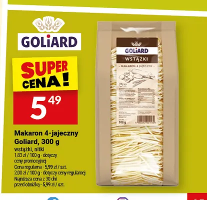 Makaron 4-jajeczny Goliard wstążki promocja w Twój Market