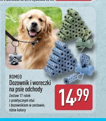 Dozownik i woreczki na psie odchody ROMEO 17-pak promocja w Aldi