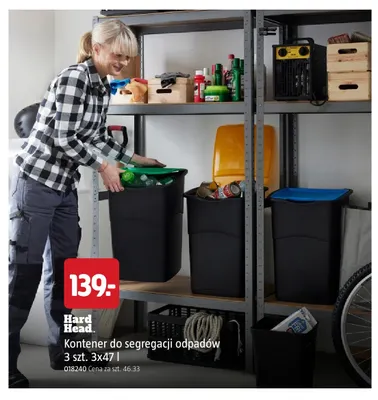 Kontener do segregacji odpadów 3-pak 3x47 l Hard Head promocja w Jula