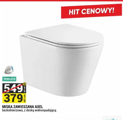 Miska zawieszana Axel bezkołnierzowa z deską wolnoopadającą promocja w Merkury Market