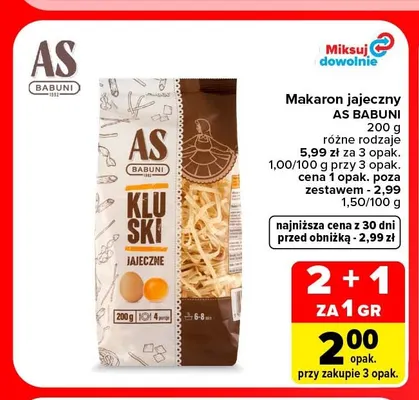 Makaron jajeczny As Babuni promocja w Carrefour Market