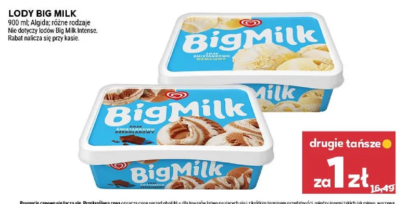 Lody Big Milk śmietankowo-waniliowe promocja w Stokrotka