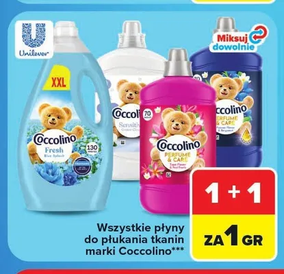 Płyny do płukania tkanin marki Coccolino promocja w Carrefour Market