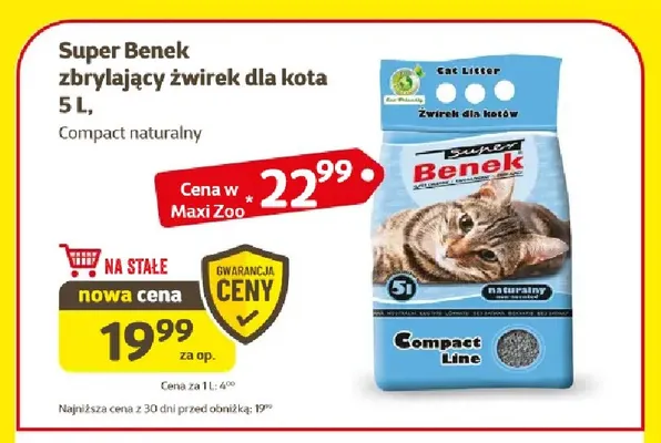 Zbrylający żwirek dla kota Compact naturalny Super Benek promocja w Super Zoo