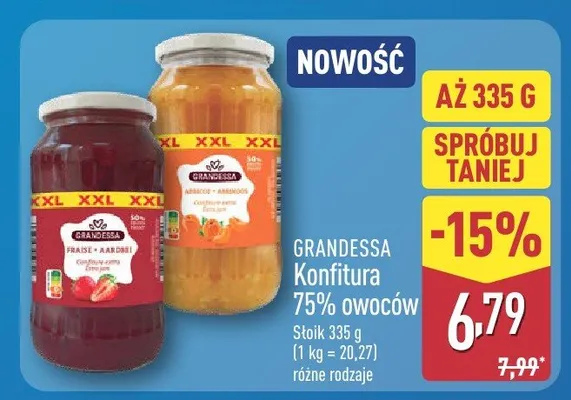 Konfitura 75% owoców  promocja w Aldi