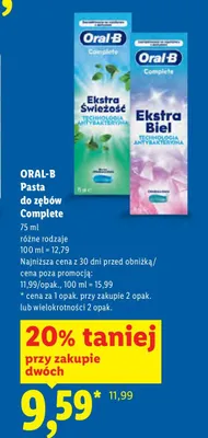Pasta do zębów Oral-B Complete Ekstra Świeżość promocja w Lidl