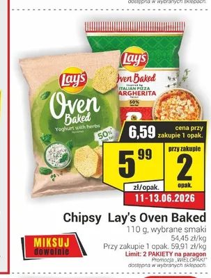 Chipsy Lay's Oven Baked promocja w Delikatesy Sezam