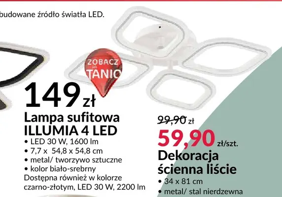 Lampa sufitowa Illumia 4 LED promocja w Salony Agata