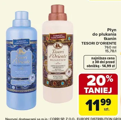 Płyn do płukania tkanin TESORI D'ORIENTE promocja w Carrefour