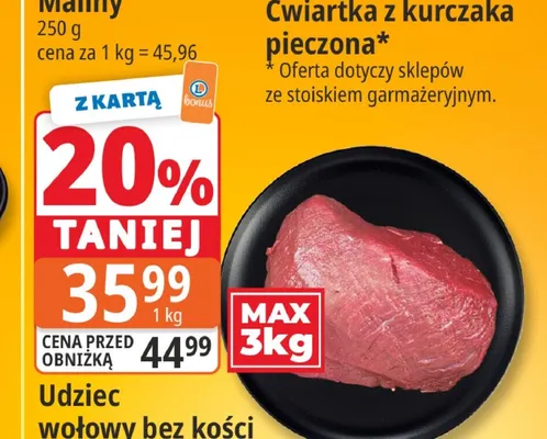 Udziec wołowy bez kości promocja w Leclerc