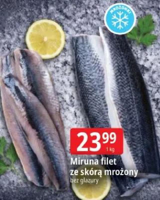 Miruna filet ze skórą mrożony bez glazury promocja w Leclerc
