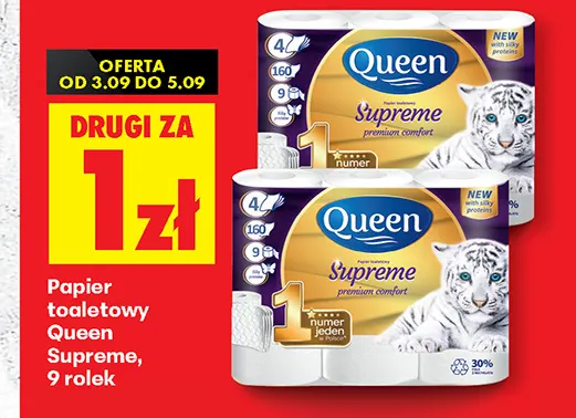 Papier toaletowy Queen Supreme 9-pak promocja w Biedronka
