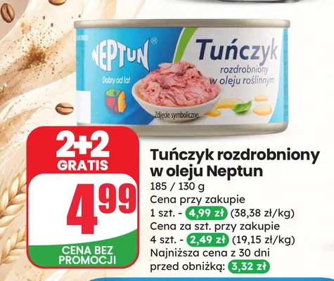 Tuńczyk rozdrobniony w oleju Neptun promocja w Dino