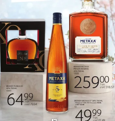 Brandy METAXA 5* 38% 700 ML promocja w Selgros