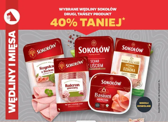 Wybrane wędliny Sokołów DRUGA -40% promocja w Netto