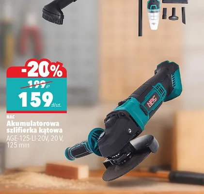 Akumulatorowa szlifierka kątowa AGE-125-LI-20V, 20 V, 125 mm promocja w Biedronka