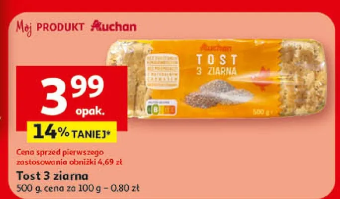 Tost 3 ziarna promocja w Auchan