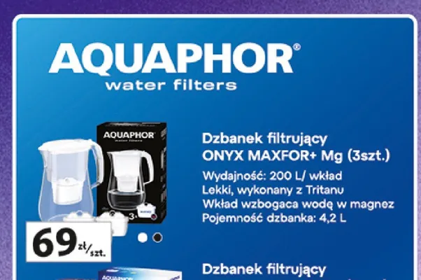 Dzbanek filtrujący Aquaphor Onyx MAXFOR+ Mg 3-pak promocja w Auchan
